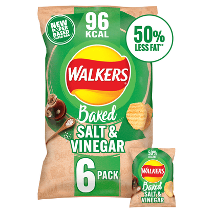 Walkers Baked Salt & Vinegar Multipack Snacks Crisps 6 x 22g - UK Food & Drink - 5000328015910