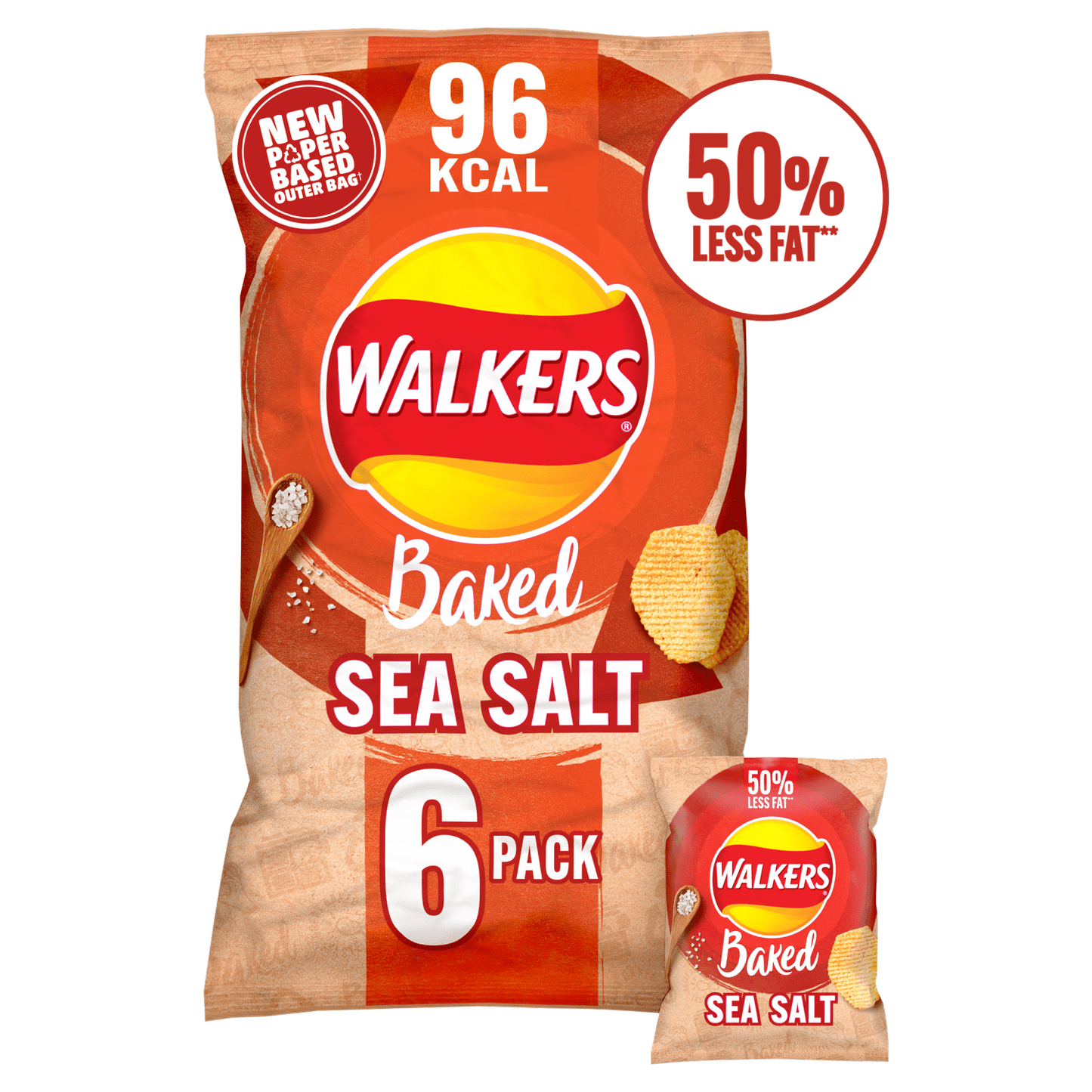 Walkers Baked Snacks Sea Salt 6 x 22g - UK Food & Drink - 5000328015927