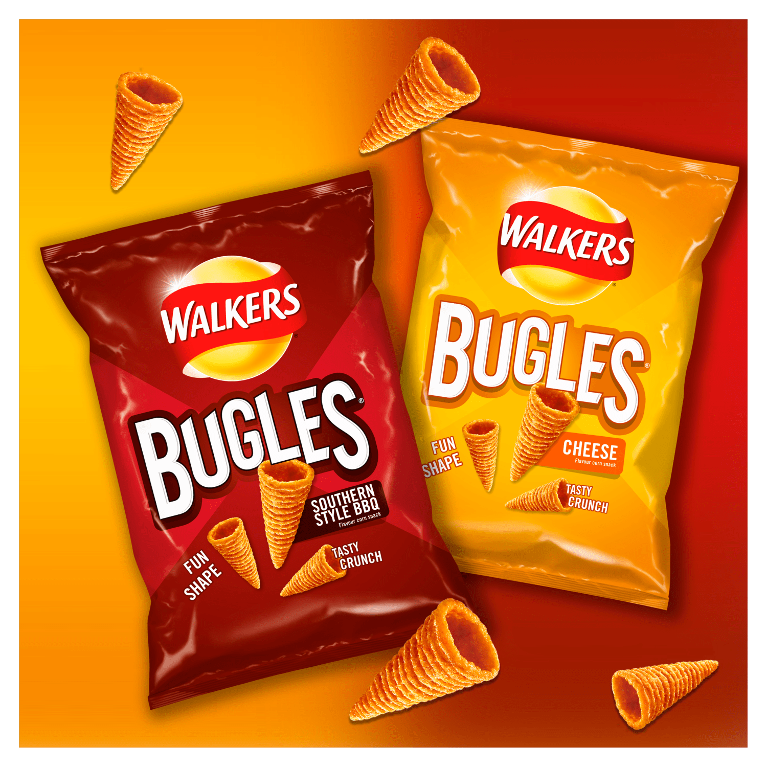 Walkers Bugles Southern Style BBQ Sharing Snacks Crisps 110g - UK Food & Drink - 5000328540290