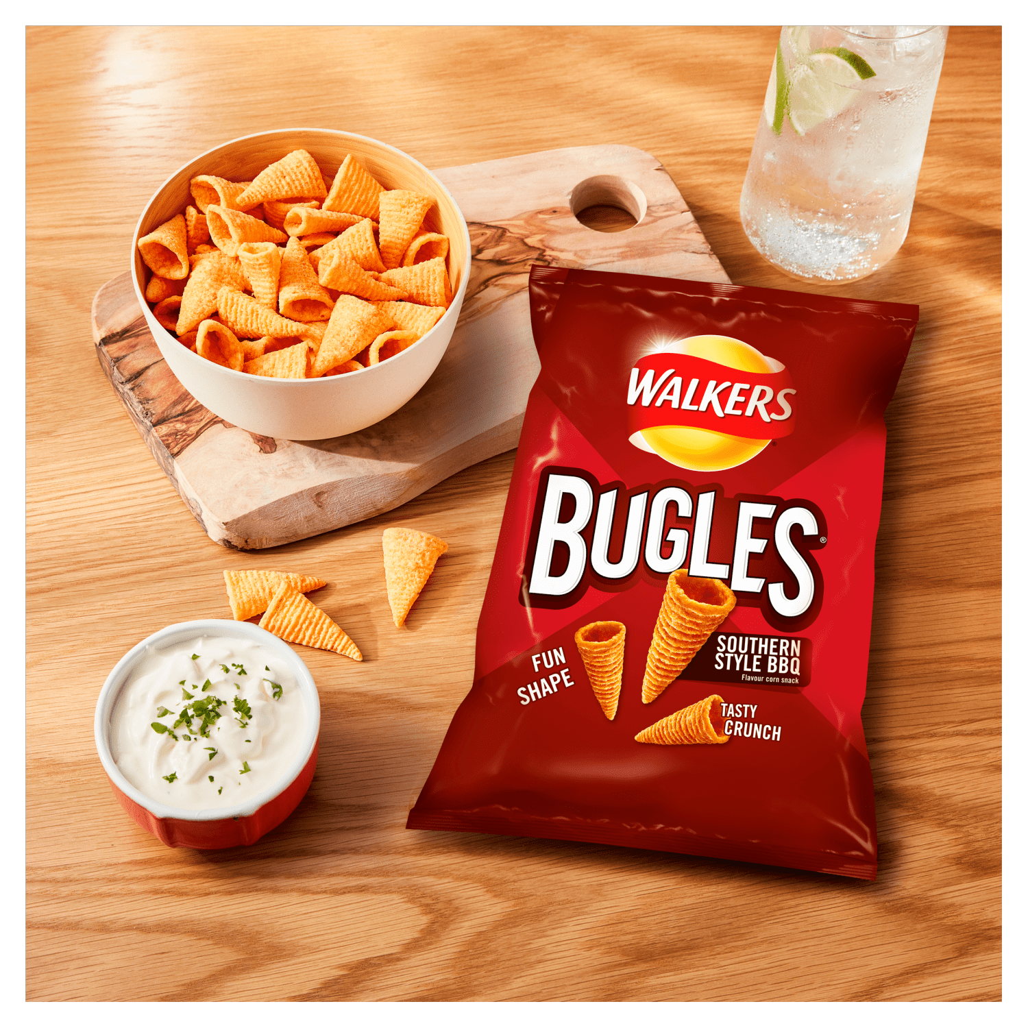 Walkers Bugles Southern Style BBQ Sharing Snacks Crisps 110g Intamarque Walkers Bugles Southern Style BBQ Sharing Snacks Crisps 110g Intamarque