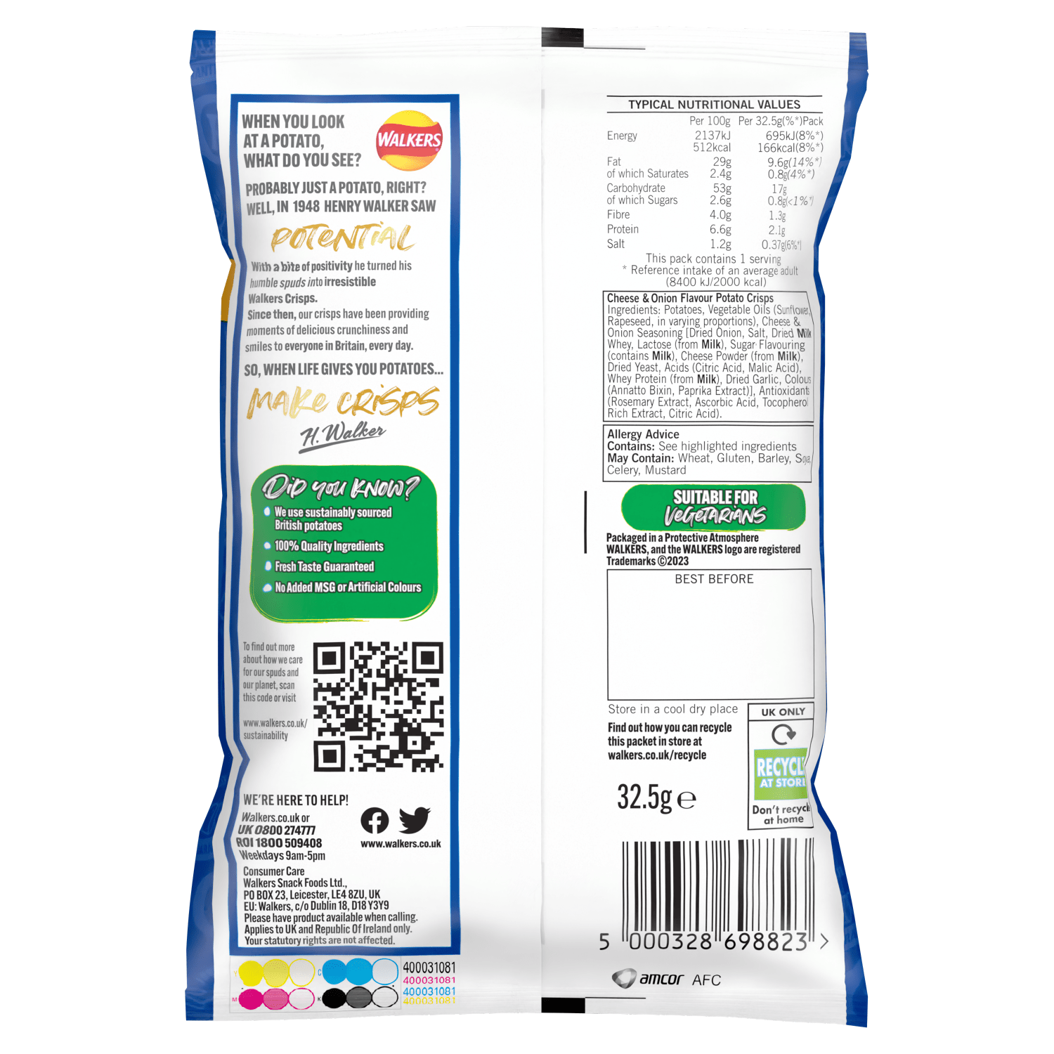 Walkers Cheese & Onion Crisps 32.5g - UK Food & Drink - 5000328698823