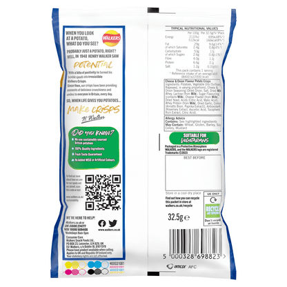 Walkers Cheese & Onion Crisps 32.5g - UK Food & Drink - 5000328698823