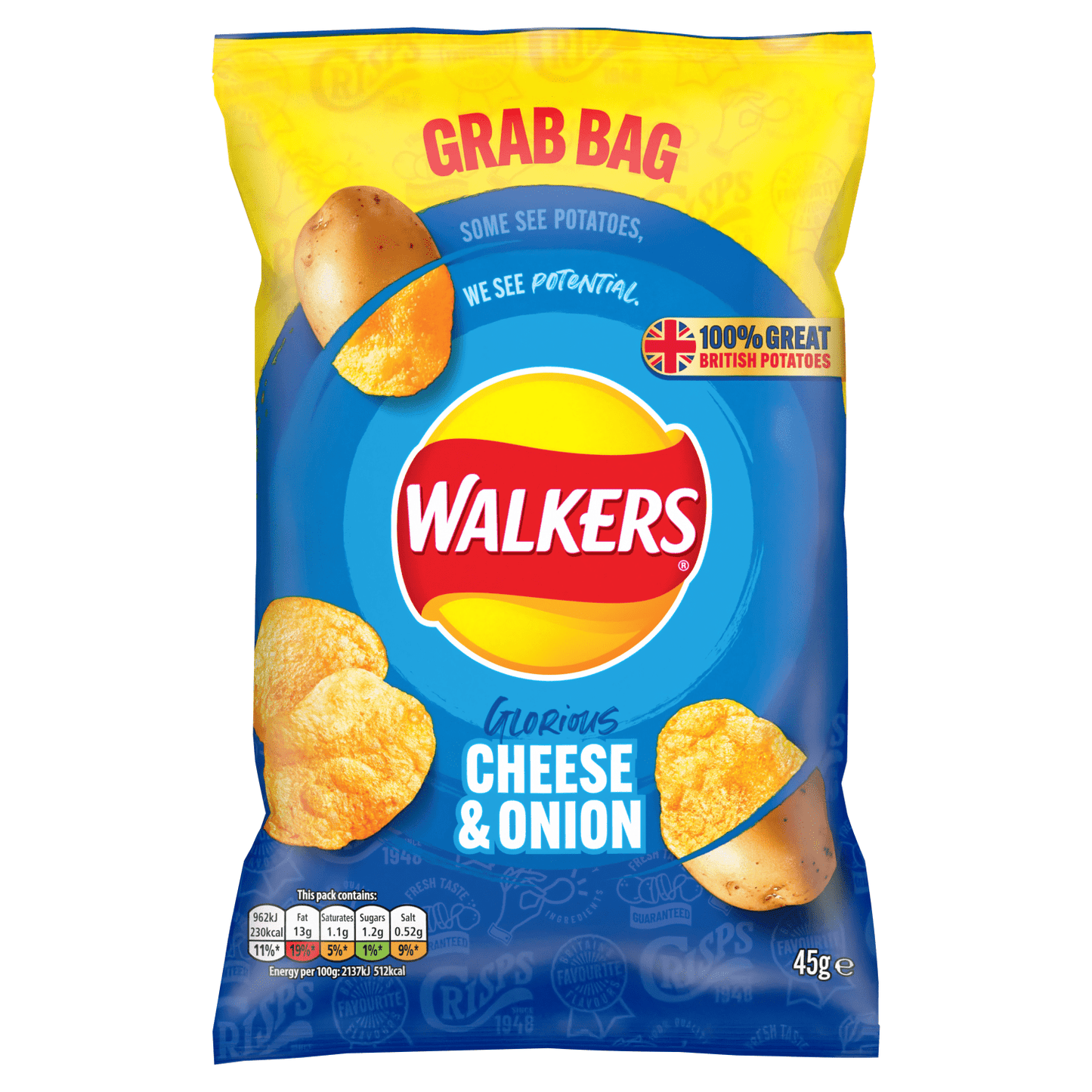 Walkers Cheese & Onion Crisps 45g - UK Food & Drink - 5000328270715