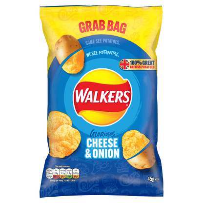 Walkers Cheese & Onion Crisps 45g - UK Food & Drink - 5000328270715
