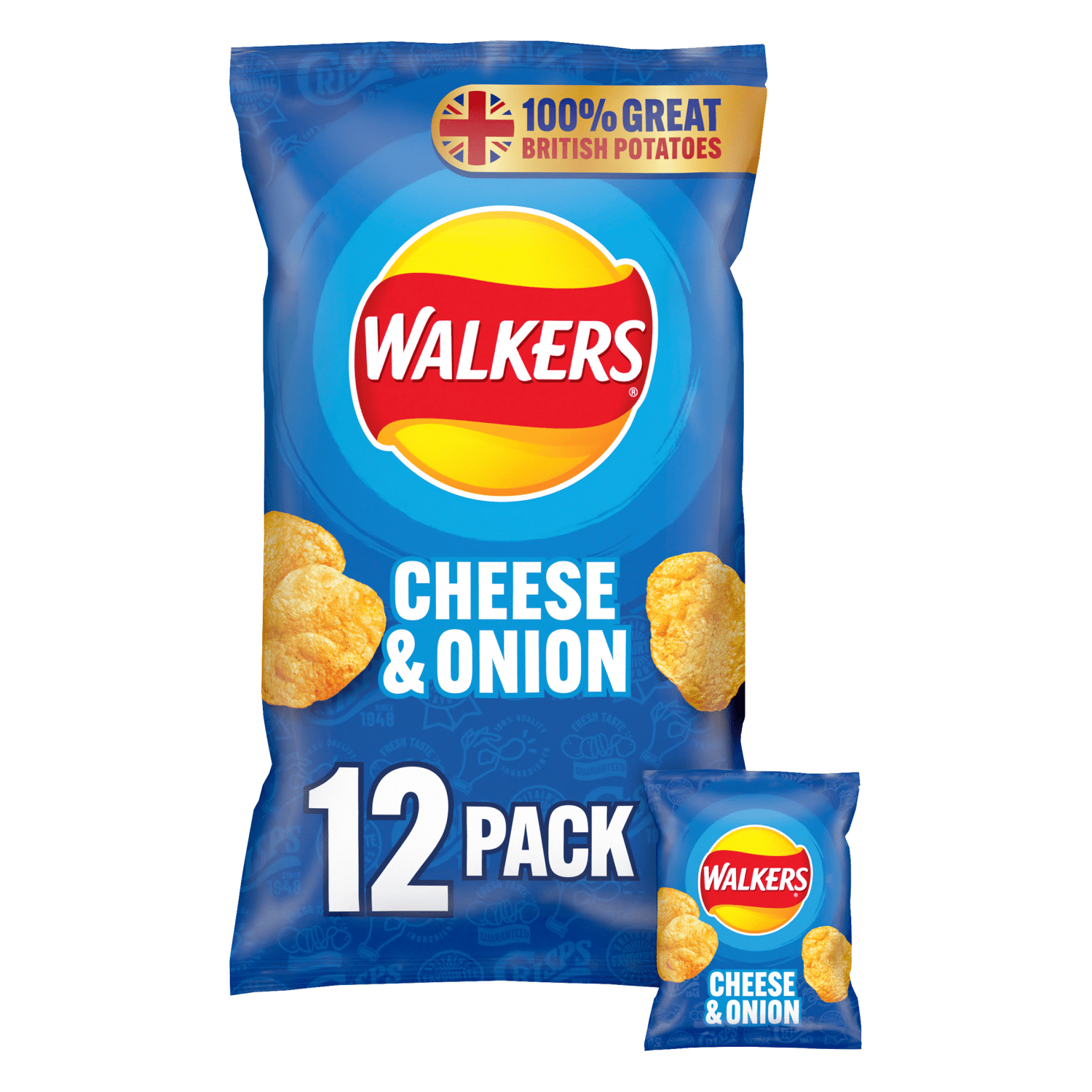 Walkers Cheese & Onion Multipack Crisps 12x25g - UK Food & Drink - 5000328992082
