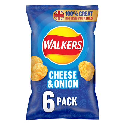Walkers Cheese & Onion Multipack Crisps 6x25g - UK Food & Drink - 5000328375373