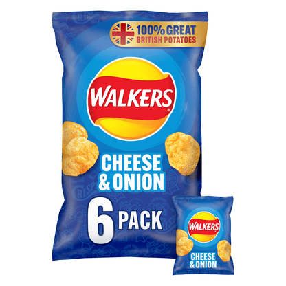 Walkers Cheese & Onion Multipack Crisps 6x25g - UK Food & Drink - 5000328375373