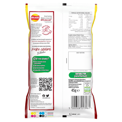 Walkers Less Salt Lightly Salted Crisps 45g - UK Food & Drink - 5000328013961