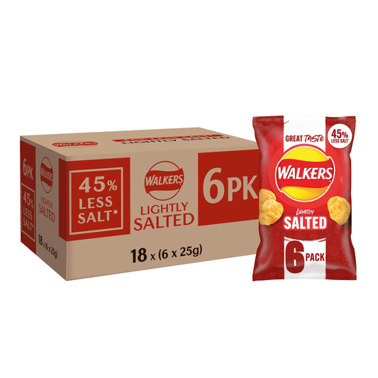 Walkers Less Salt Lightly Salted Multipack Crisps 6x25g - UK Food & Drink - 5000328013305