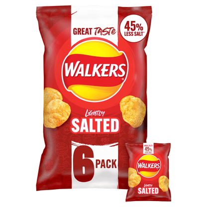 Walkers Less Salt Lightly Salted Multipack Crisps 6x25g - UK Food & Drink - 5000328013305