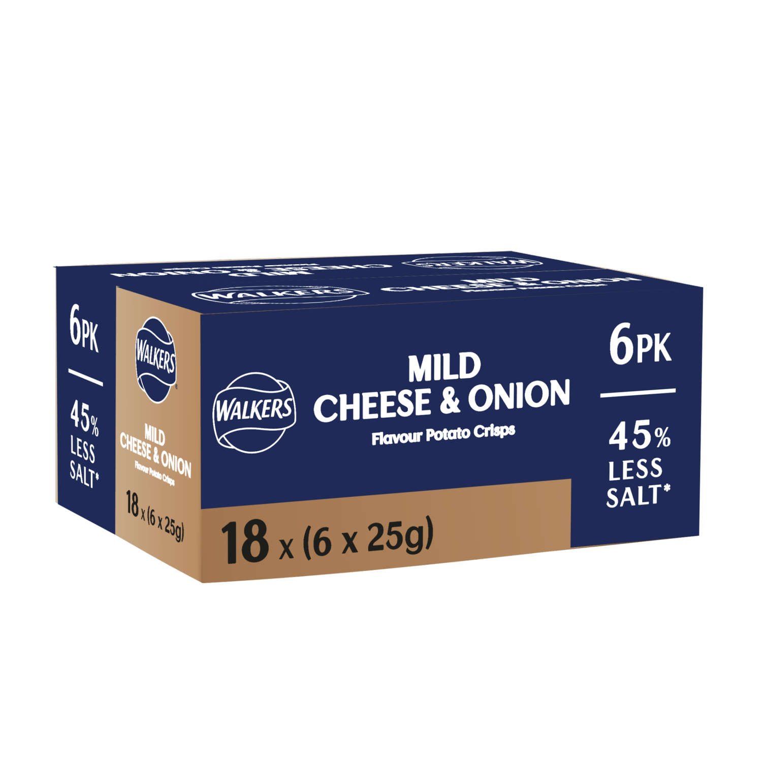 Walkers Less Salt Mild Cheese & Onion Multipack Crisps 6 x 25g - UK Food & Drink - 5000328013329