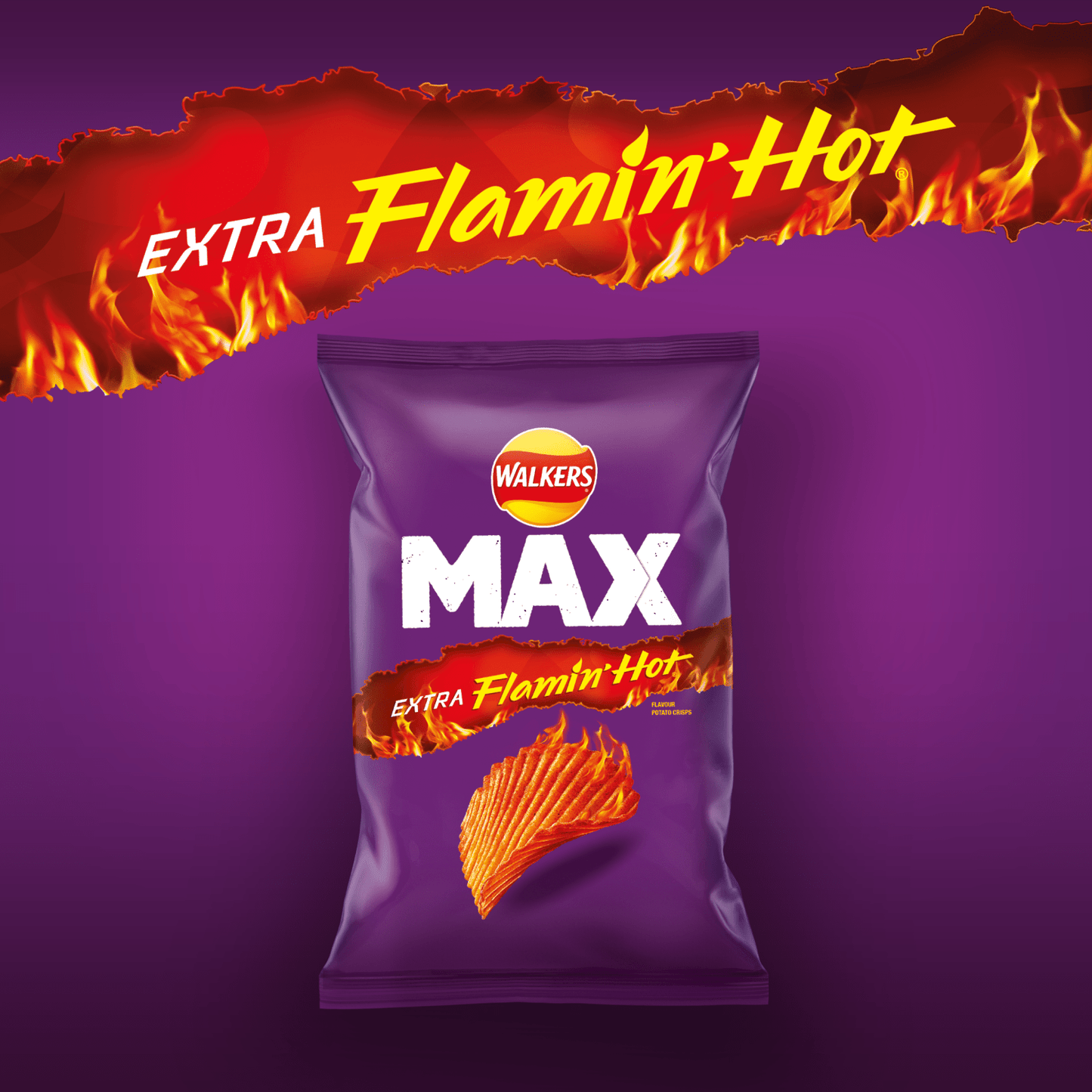 Walkers Max Extra Flamin' Hot Sharing Bag Crisps 130g - UK Food & Drink - 5000328026138