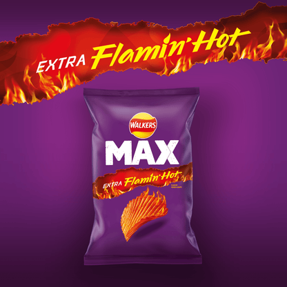 Walkers Max Extra Flamin' Hot Sharing Bag Crisps 130g - UK Food & Drink - 5000328026138