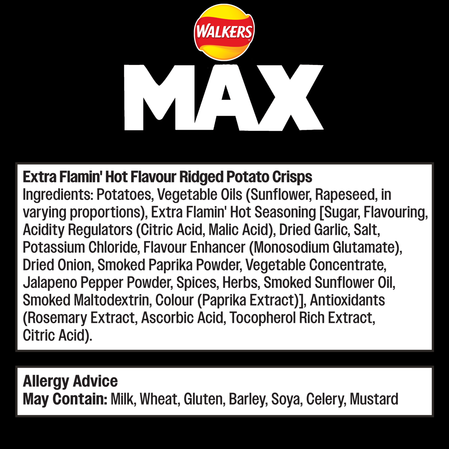Walkers Max Extra Flamin' Hot Sharing Bag Crisps 130g - UK Food & Drink - 5000328026138