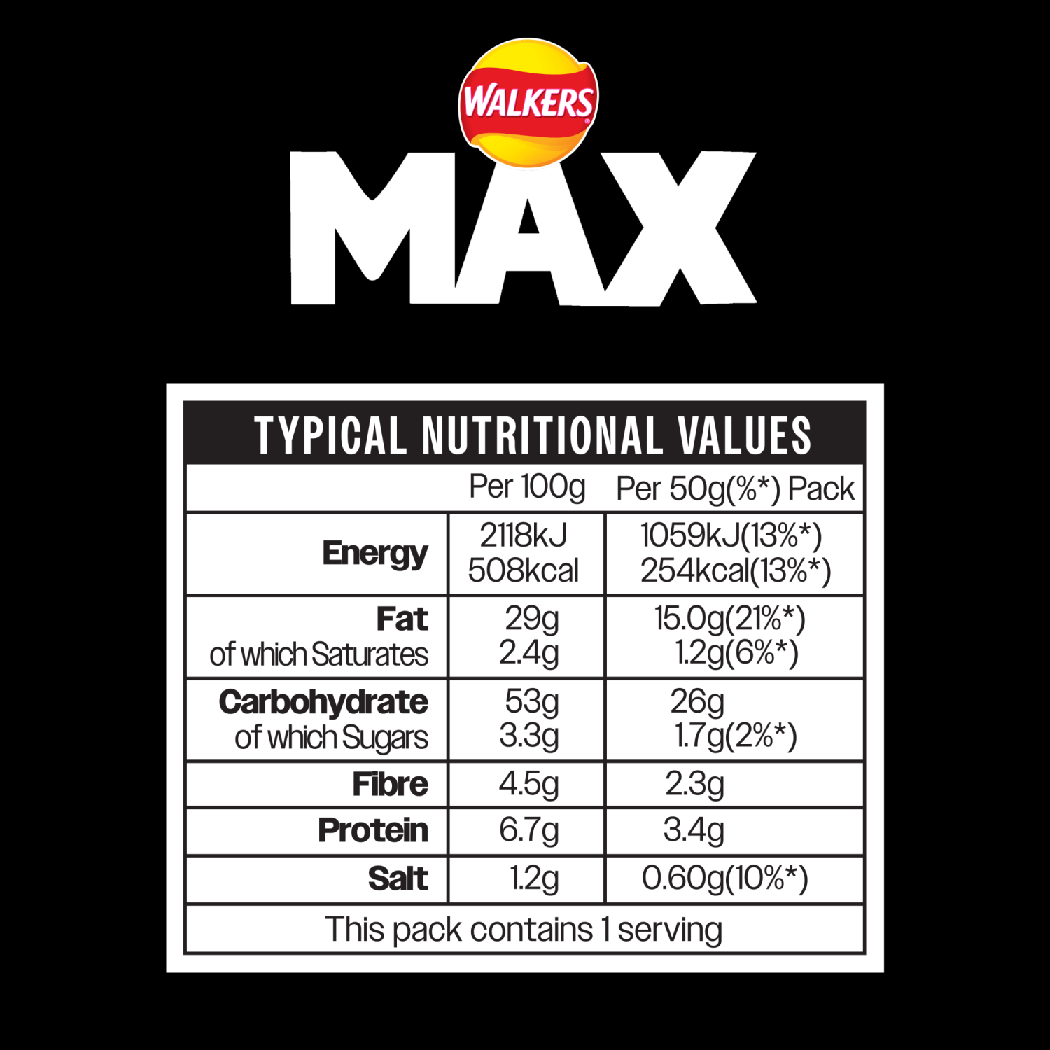 Walkers Max Punchy Paprika Crisps 50g - UK Food & Drink - 5000328123301