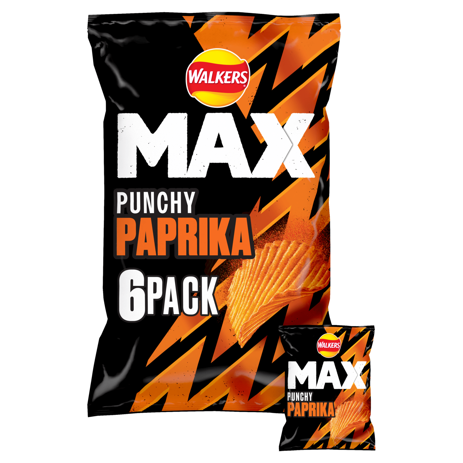 Walkers Max Punchy Paprika Multipack Crisps 6x27g - UK Food & Drink - 5000328908137