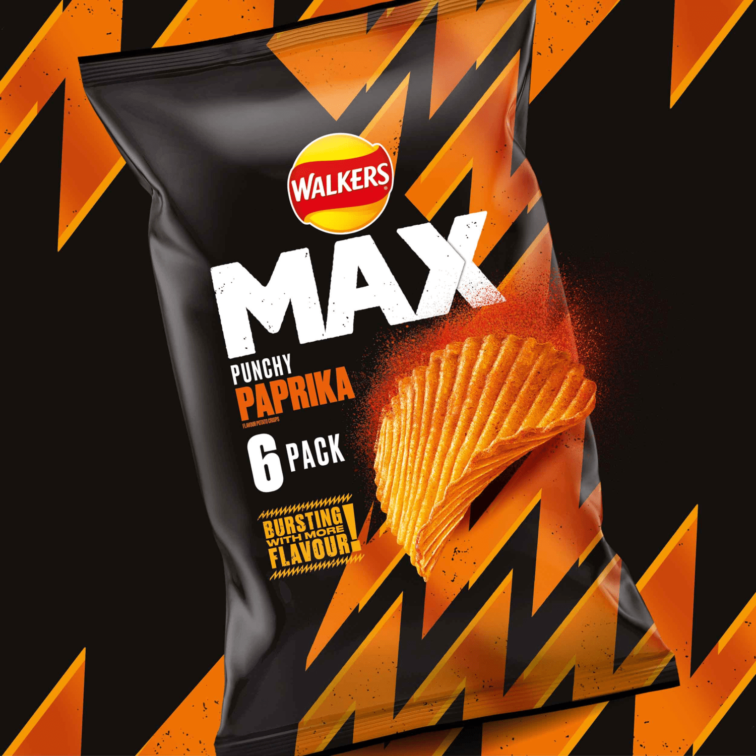 Walkers Max Punchy Paprika Multipack Crisps 6x27g - UK Food & Drink - 5000328908137
