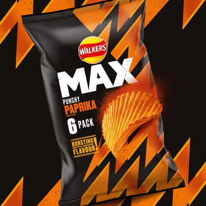 Walkers Max Punchy Paprika Multipack Crisps 6x27g - UK Food & Drink - 5000328908137