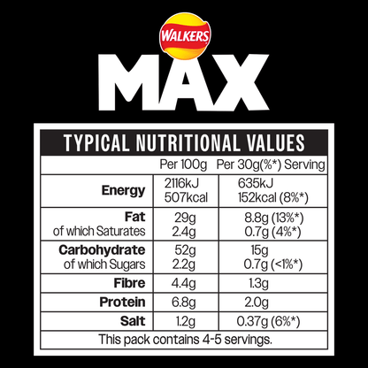 Walkers Max Strong Jalape‚Äìo & Cheese Sharing Crisps 140g - UK Food & Drink - 5000328019376
