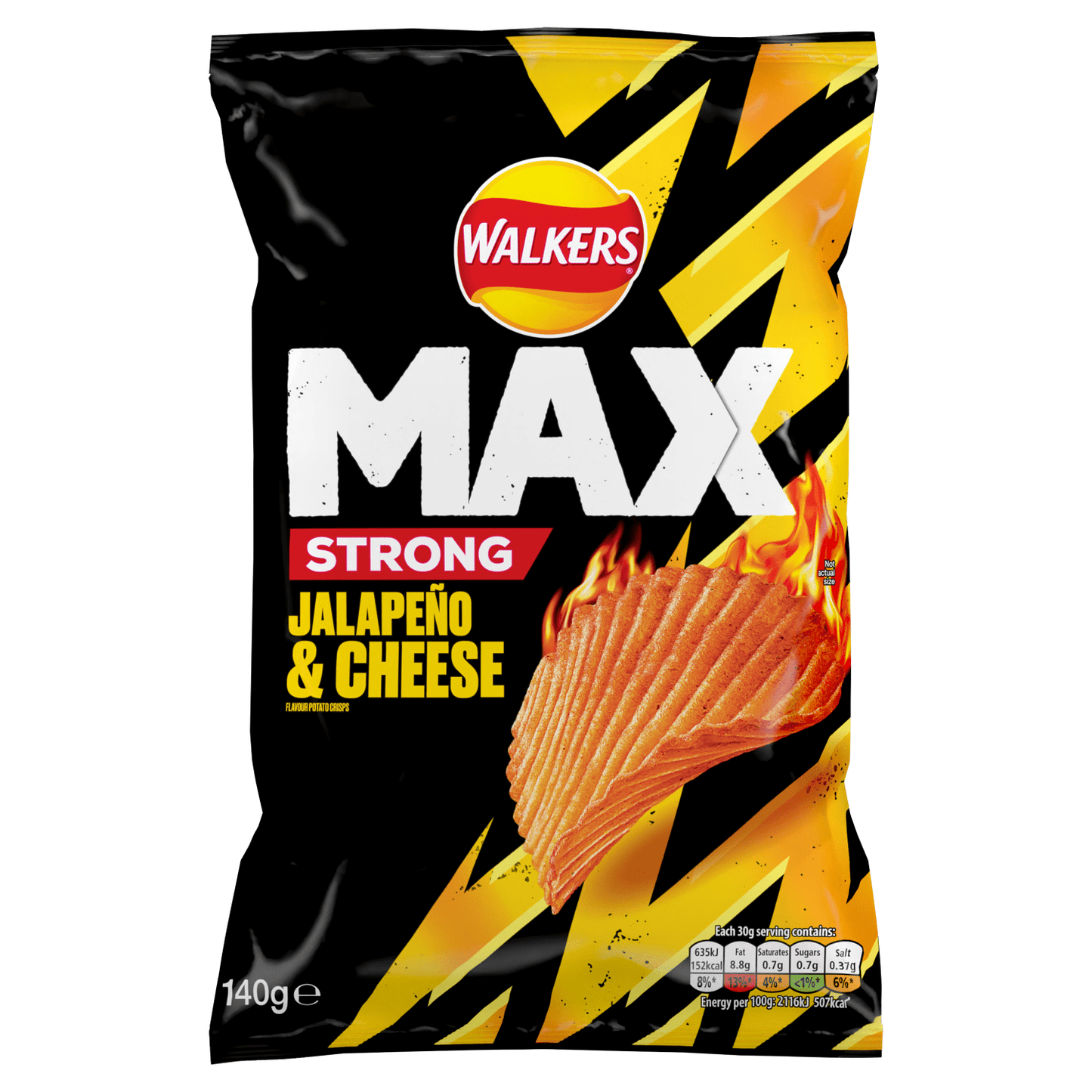 Walkers Max Strong Jalape‚Äìo & Cheese Sharing Crisps 140g - UK Food & Drink - 5000328019376
