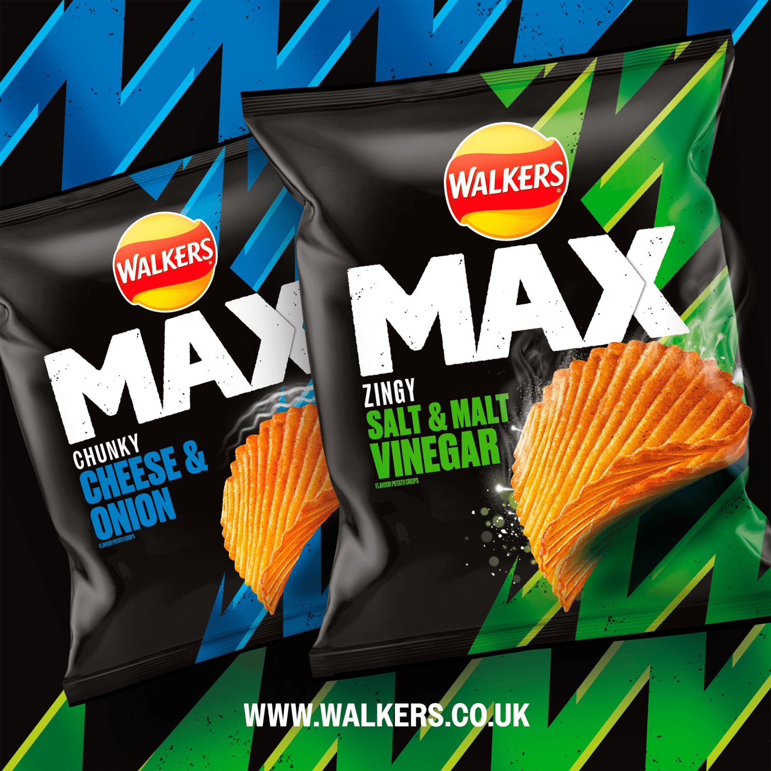 Walkers Max Zingy Salt & Malt Vinegar Crisps 50g - UK Food & Drink - 5000328636702