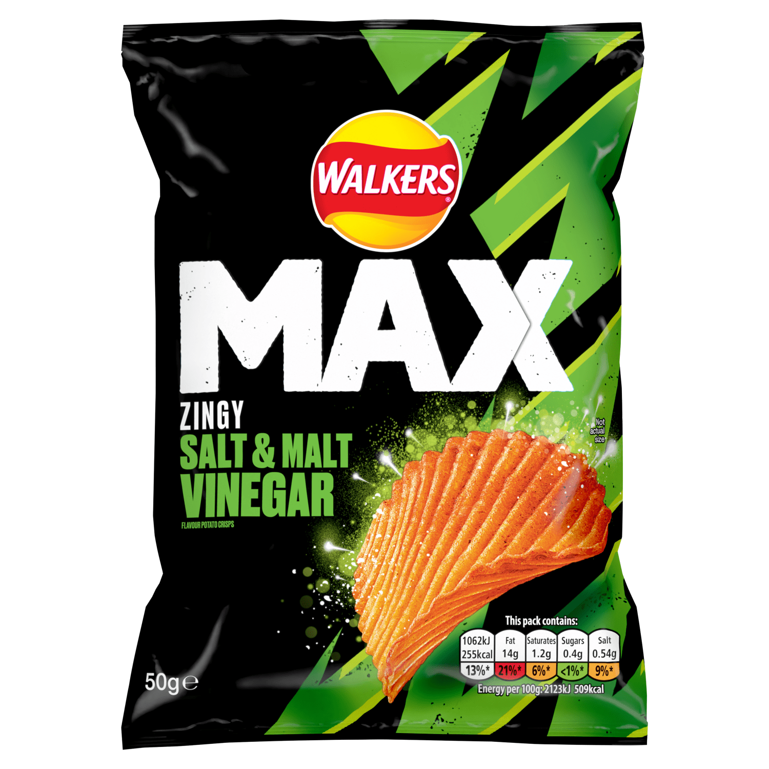 Walkers Max Zingy Salt & Malt Vinegar Crisps 50g - UK Food & Drink - 5000328636702
