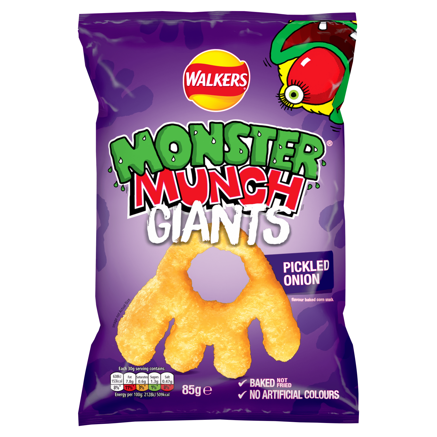 Walkers Monster Munch Giants Pickled Onion Sharing Snacks Crisps 85g - UK Food & Drink - 5000328219769