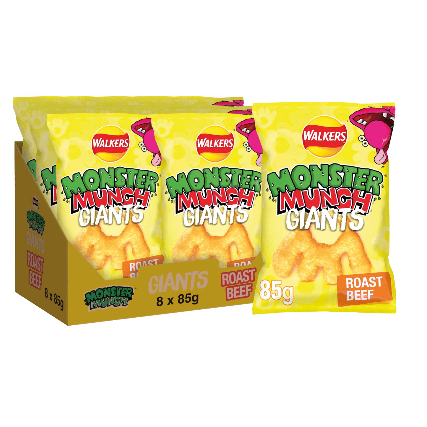 Walkers Monster Munch Giants Roast Beef Snacks Crisps 85g - UK Food & Drink - 5000328219844