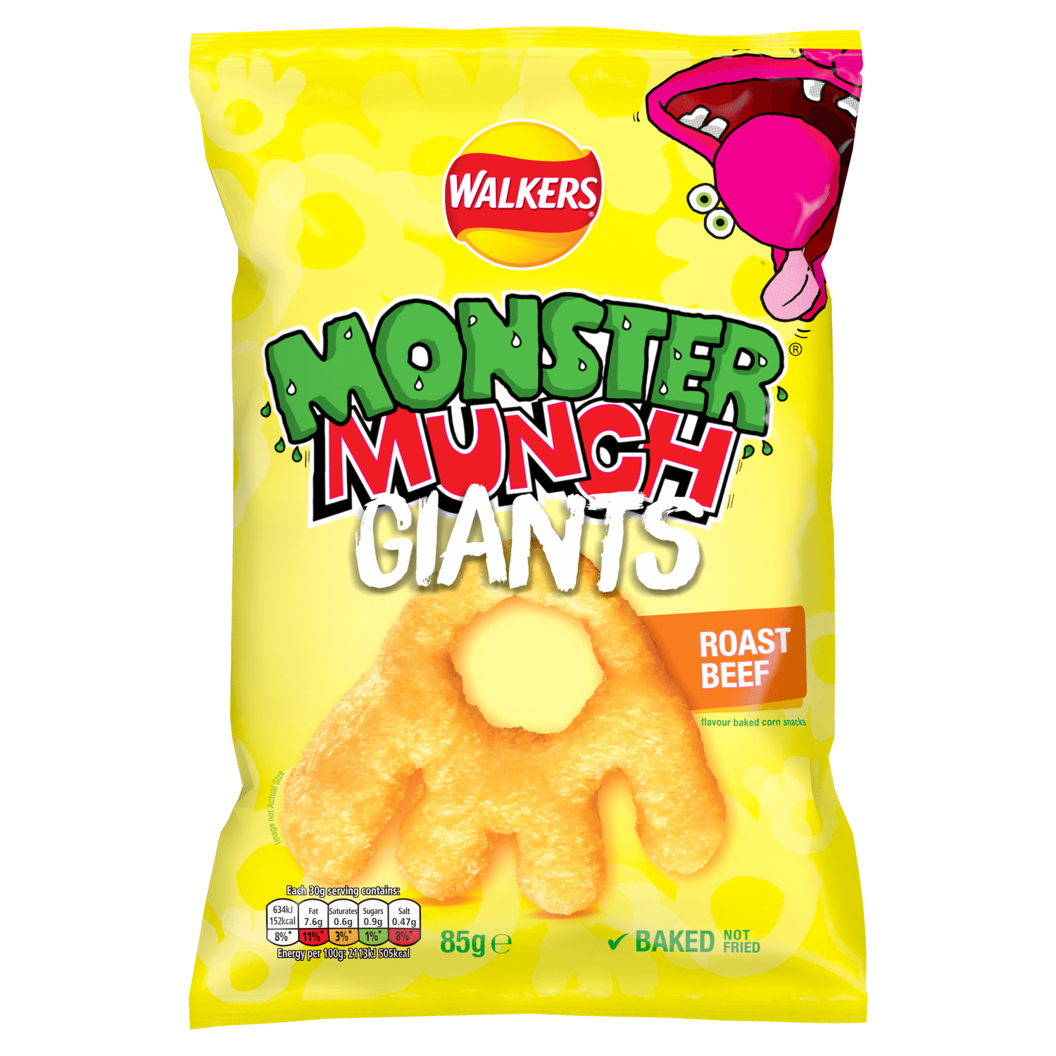 Walkers Monster Munch Giants Roast Beef Snacks Crisps 85g - UK Food & Drink - 5000328219844