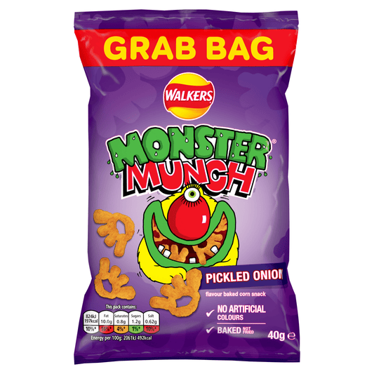 Walkers Monster Munch Pickled Onion Snacks Crisps 40g - UK Food & Drink - 5000328531007