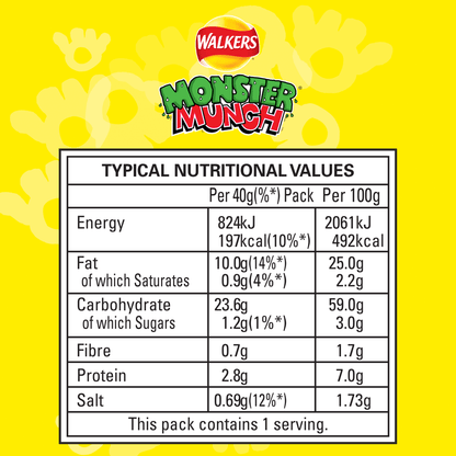 Walkers Monster Munch Roast Beef Snacks Crisps 40g - UK Food & Drink - 5000328530215