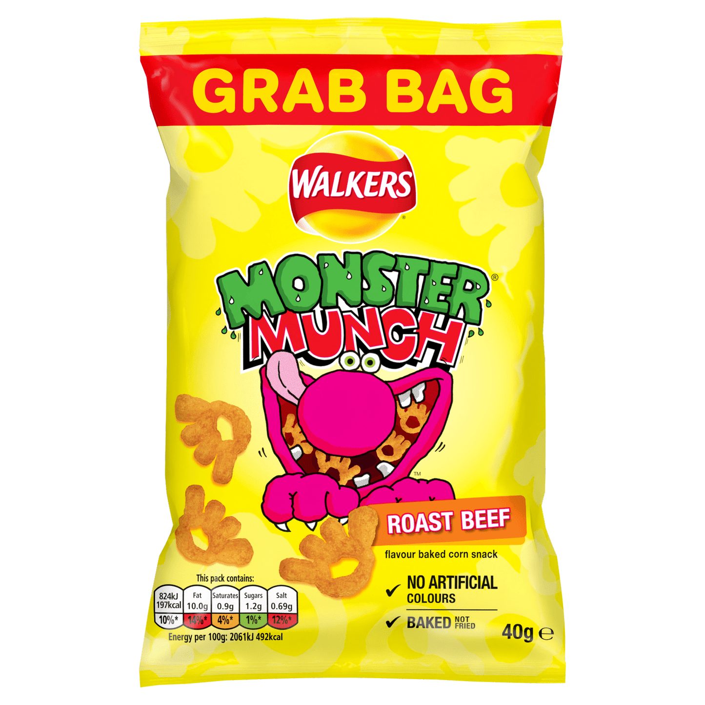 Walkers Monster Munch Roast Beef Snacks Crisps 40g - UK Food & Drink - 5000328530215