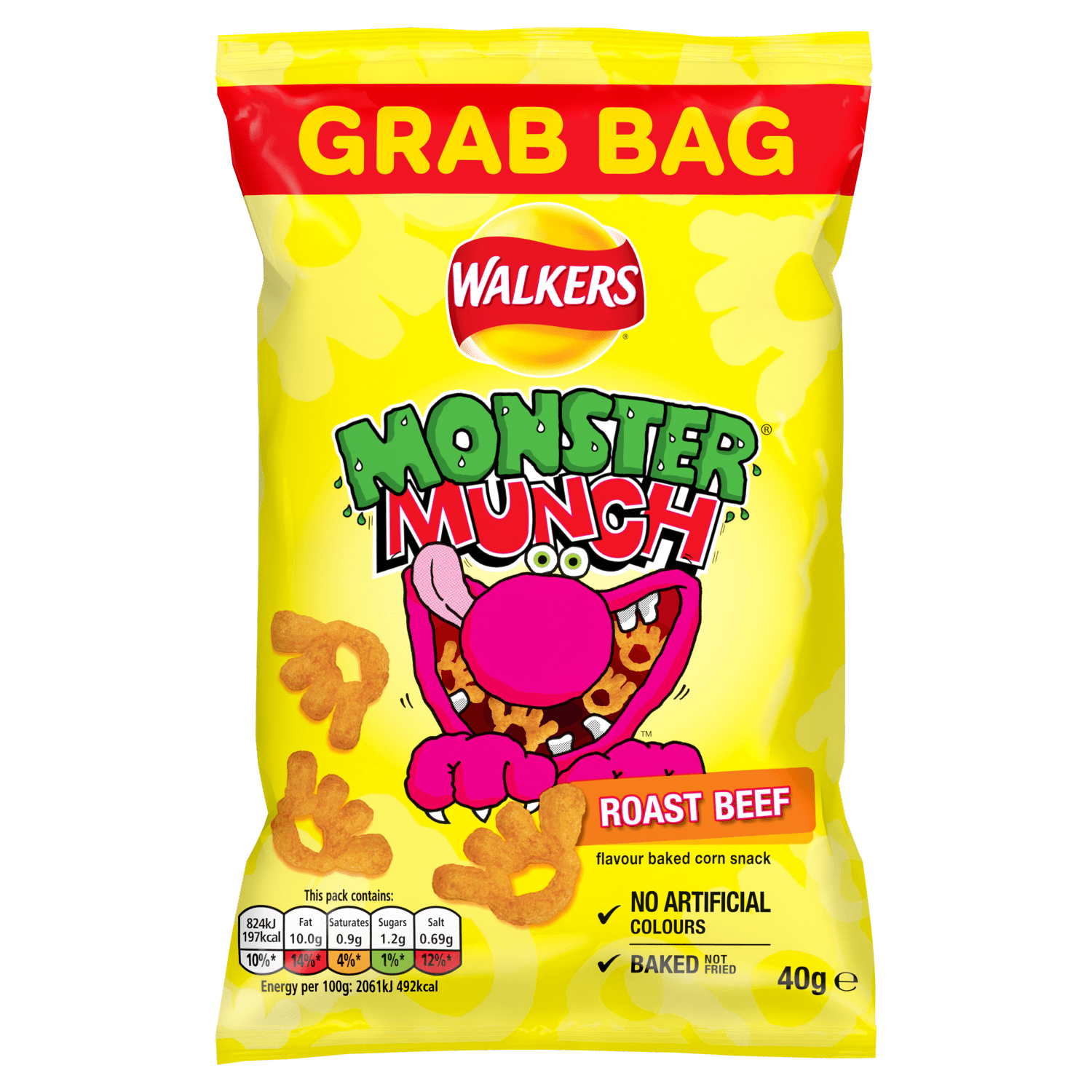 Walkers Monster Munch Roast Beef Snacks Crisps 40g - UK Food & Drink - 5000328530215