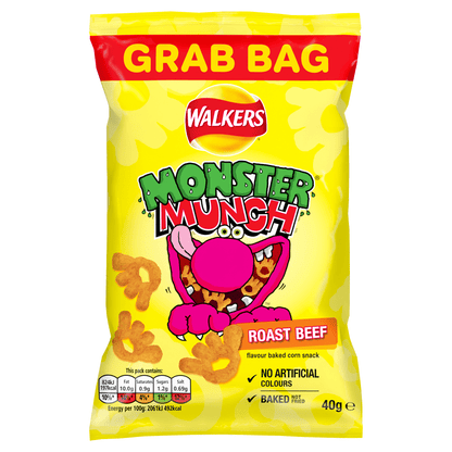 Walkers Monster Munch Roast Beef Snacks Crisps 40g - UK Food & Drink - 5000328530215