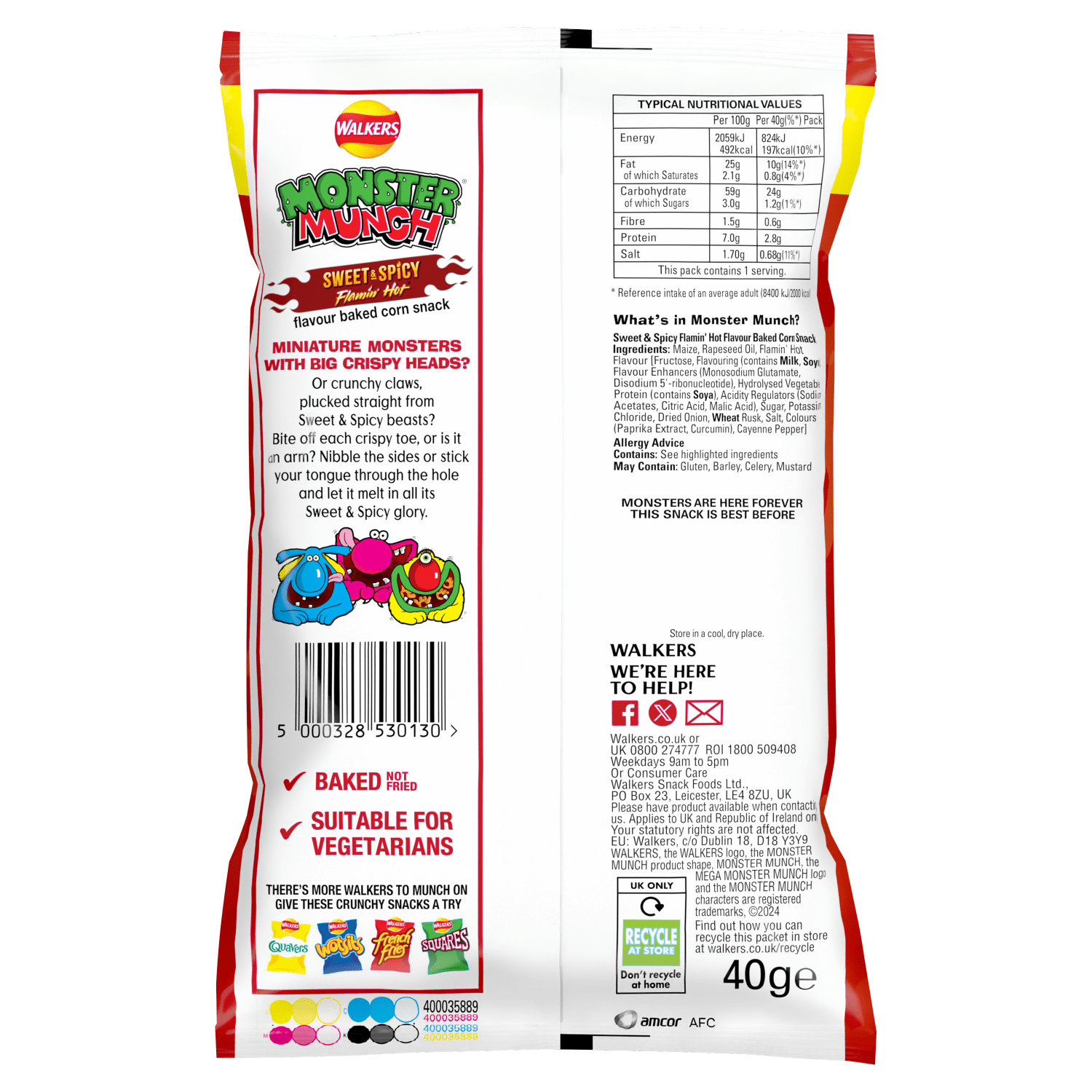 Walkers Monster Munch Sweet & Spicy Snacks Crisps 40g - UK Food & Drink - 5000328530130