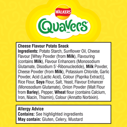 Walkers Quavers Cheese Multipack Snacks 6x16g (Compact) - UK Food & Drink - 5000328014937