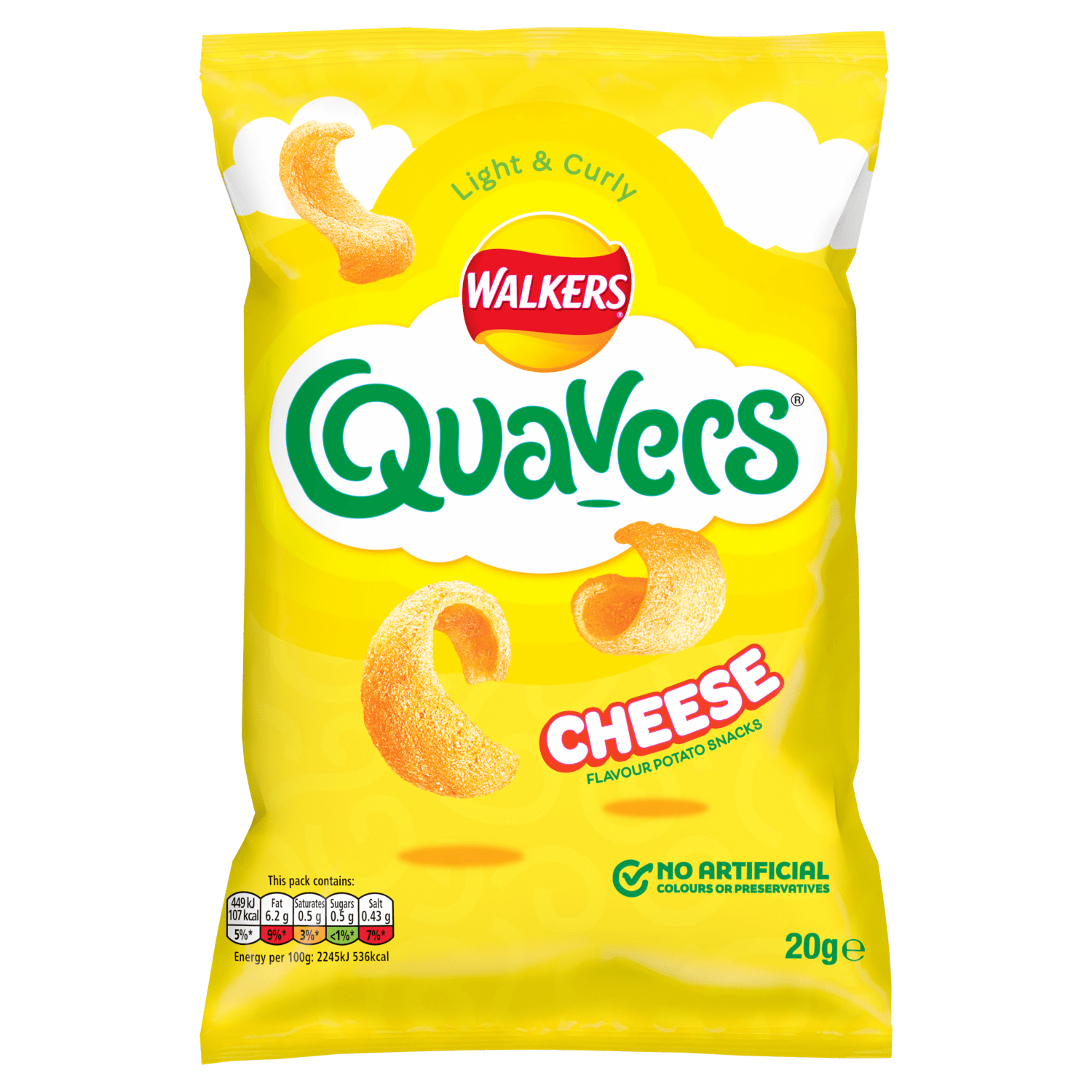 Walkers Quavers Cheese Snacks Crisps 20g - UK Food & Drink - 5000328583839
