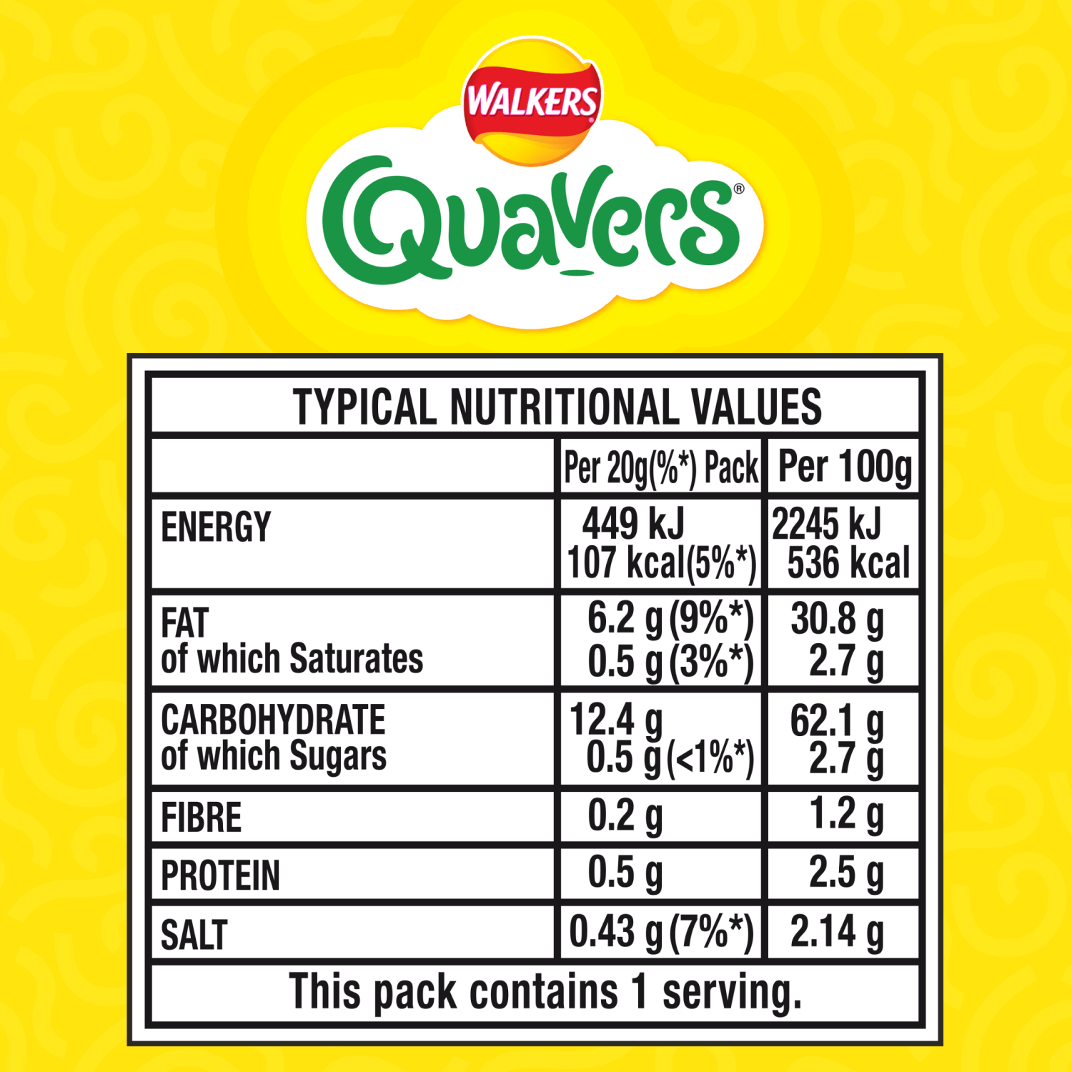 Walkers Quavers Cheese Snacks Crisps 20g - UK Food & Drink - 5000328583839