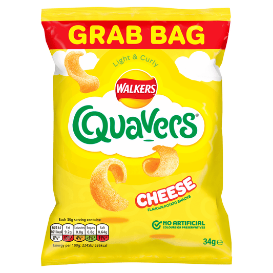 Walkers Quavers Cheese Snacks Crisps 34g - UK Food & Drink - 5000328529660