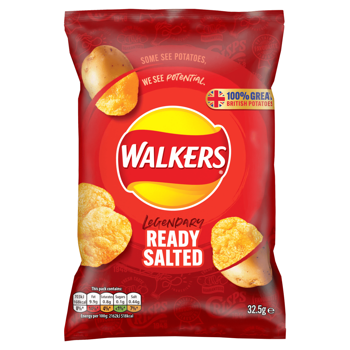 Walkers Ready Salted Crisps 32.5g - UK Food & Drink - 5000328347790
