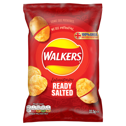 Walkers Ready Salted Crisps 32.5g - UK Food & Drink - 5000328347790