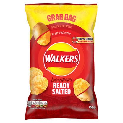Walkers Ready Salted Crisps 45g - UK Food & Drink - 5000328270548