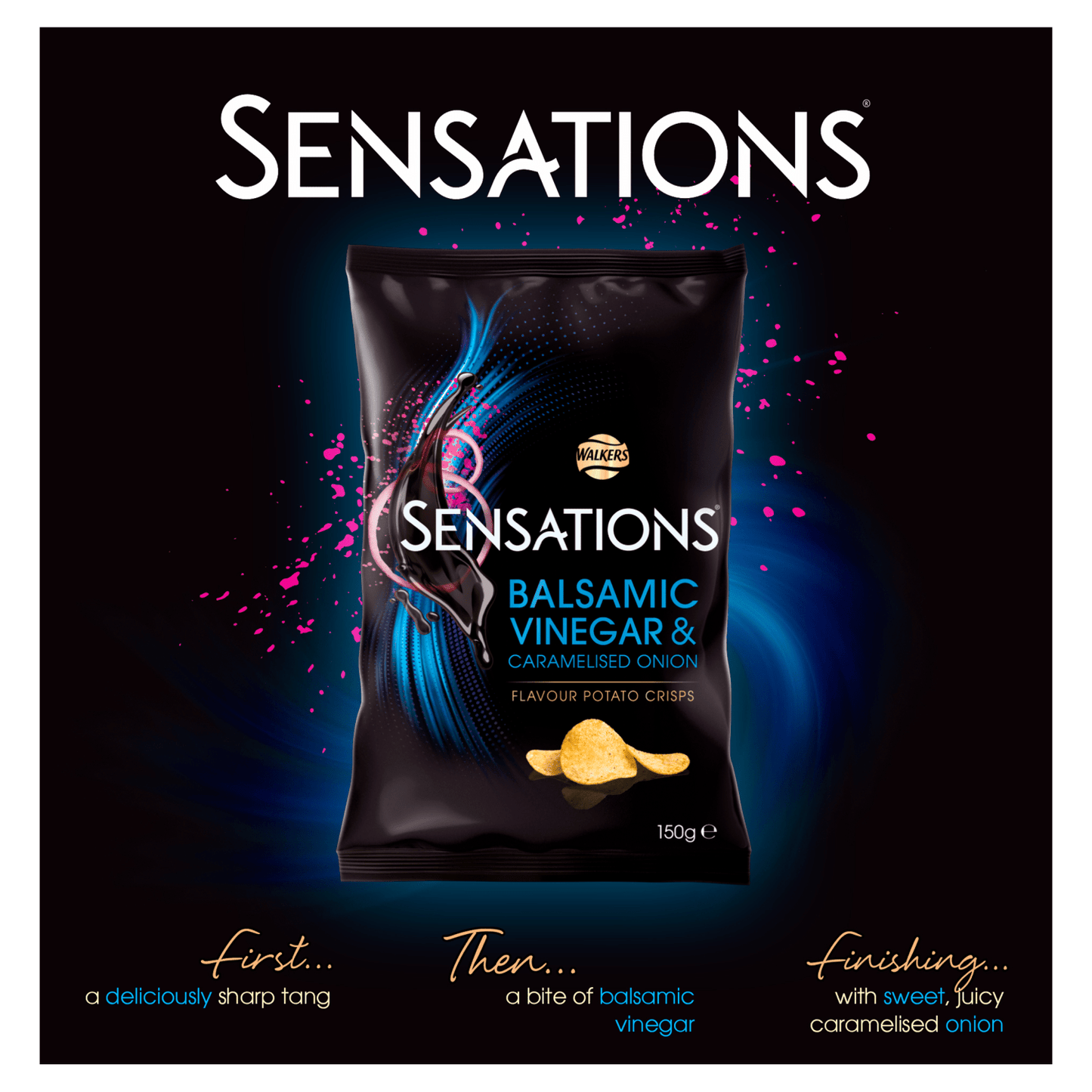 Walkers Sensations Balsamic Vinegar & Caramelised Onion Sharing Crisps 150g - UK Food & Drink - 5000328787251