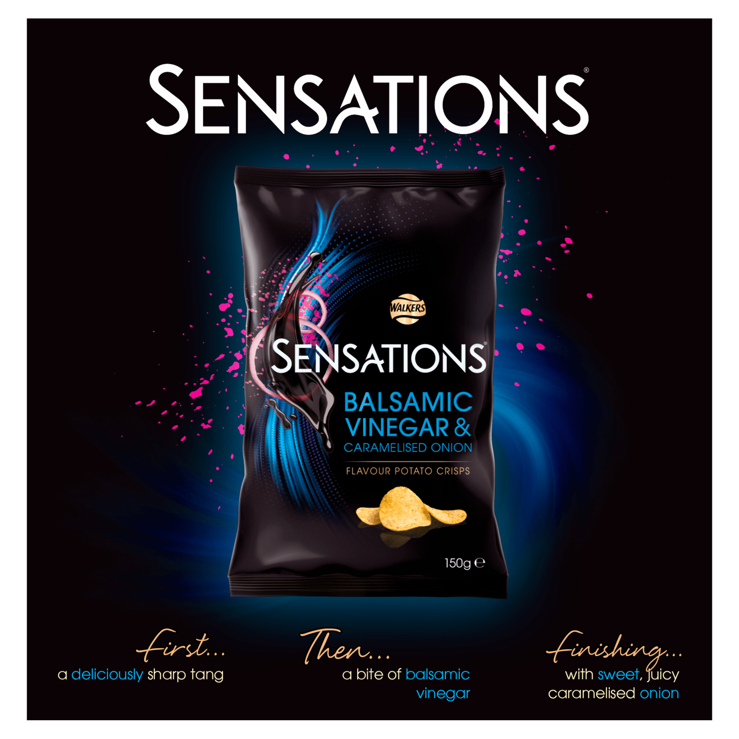 Walkers Sensations Balsamic Vinegar & Caramelised Onion Sharing Crisps 150g - UK Food & Drink - 5000328787251