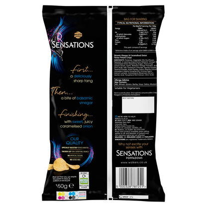 Walkers Sensations Balsamic Vinegar & Caramelised Onion Sharing Crisps 150g - UK Food & Drink - 5000328787251