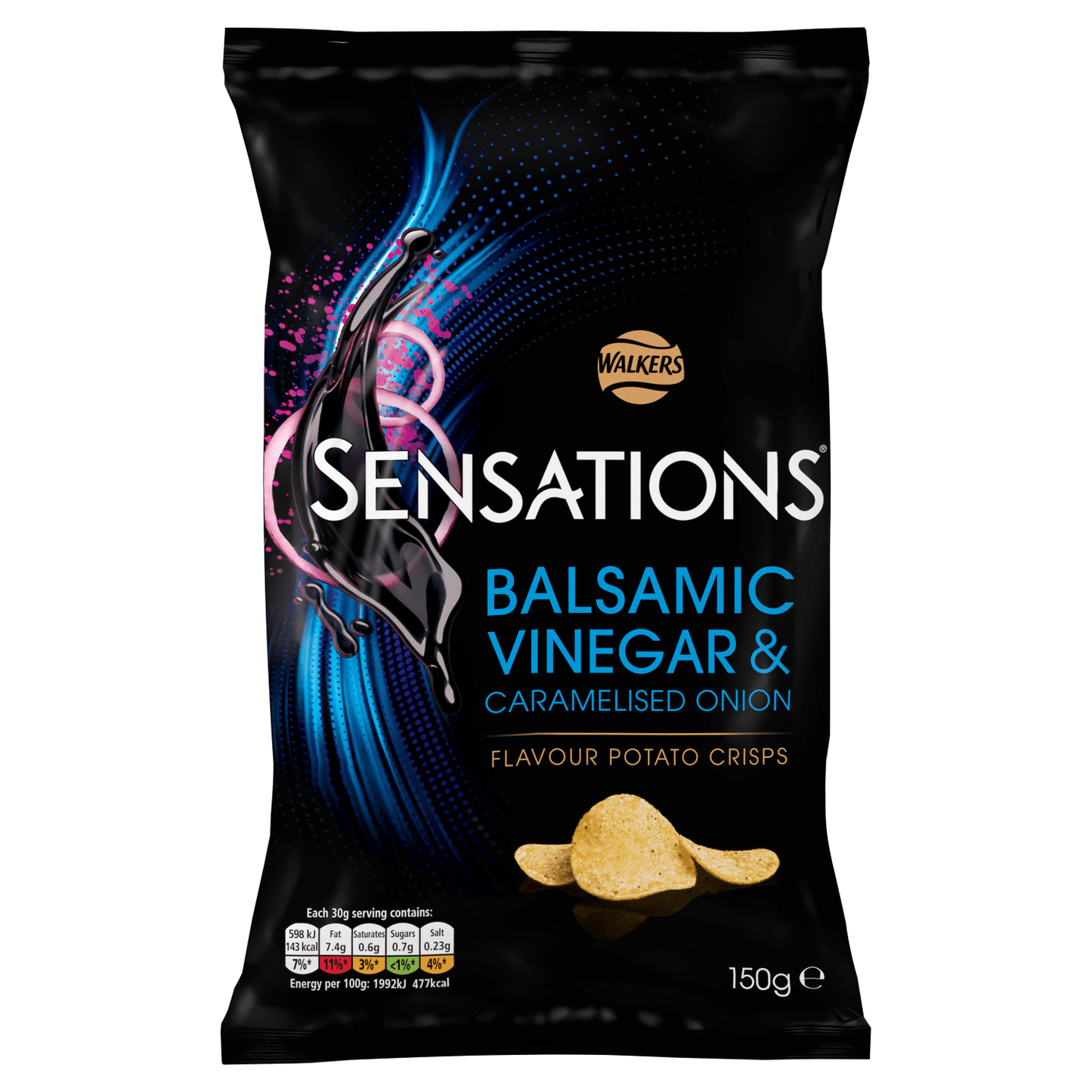 Walkers Sensations Balsamic Vinegar & Caramelised Onion Sharing Crisps 150g - UK Food & Drink - 5000328787251