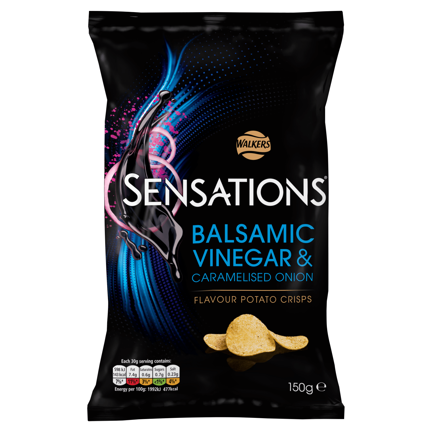 Walkers Sensations Balsamic Vinegar & Caramelised Onion Sharing Crisps 150g - UK Food & Drink - 5000328787251