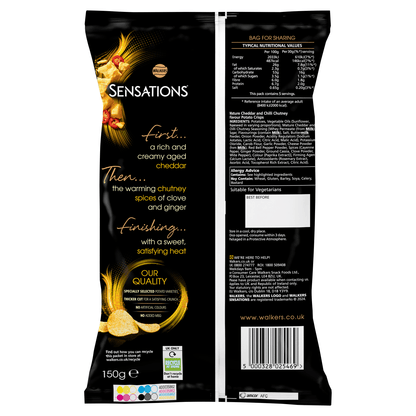 Walkers Sensations Mature Cheddar Cheese & Chilli Crisps 150g - UK Food & Drink - 5000328025469