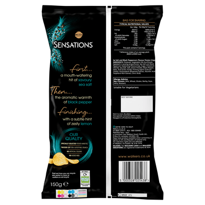 Walkers Sensations Salted & Black Peppercorn Sharing Crisps 150g - UK Food & Drink - 5000328025438