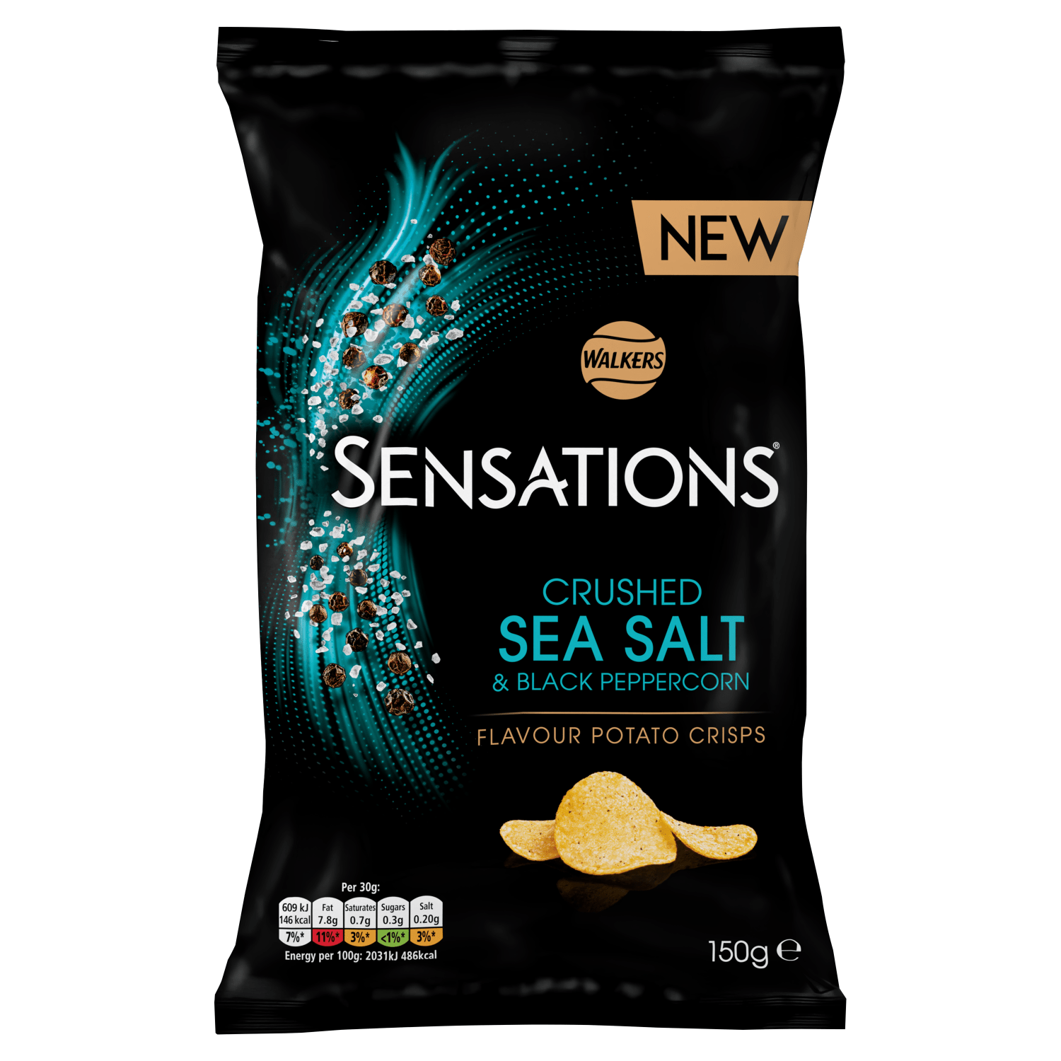 Walkers Sensations Salted & Black Peppercorn Sharing Crisps 150g - UK Food & Drink - 5000328025438